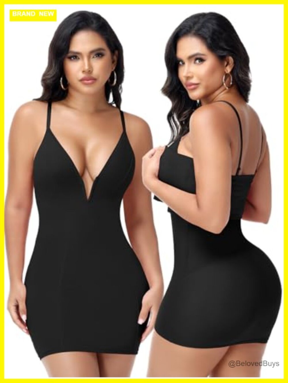 Bodycon Mini Dress with Built in Shapewear Deep V Neck Cocktail Party